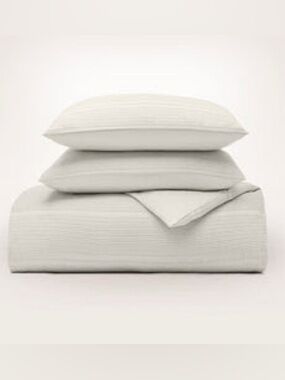 Boll & Branch Waffle Dobby Stripe Duvet Set King/California King